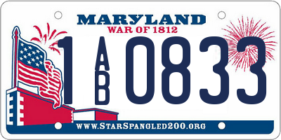 MD license plate 1AB0833