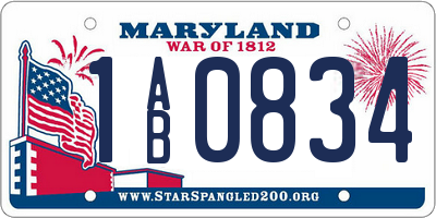 MD license plate 1AB0834