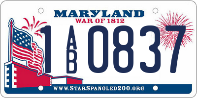 MD license plate 1AB0837