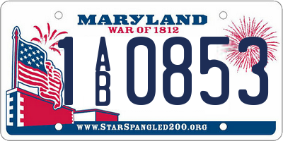 MD license plate 1AB0853