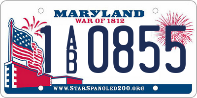 MD license plate 1AB0855