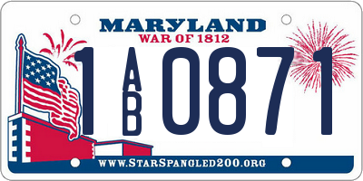 MD license plate 1AB0871