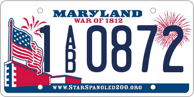 MD license plate 1AB0872