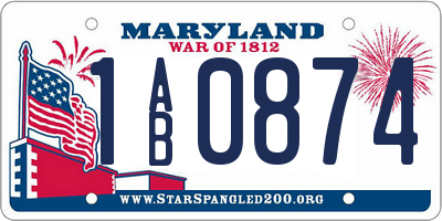 MD license plate 1AB0874