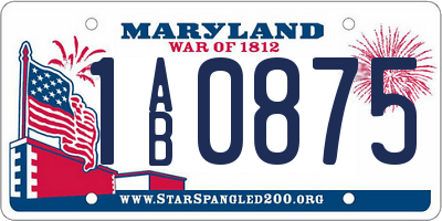MD license plate 1AB0875