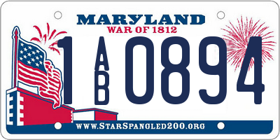 MD license plate 1AB0894