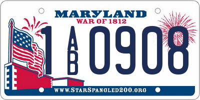 MD license plate 1AB0908