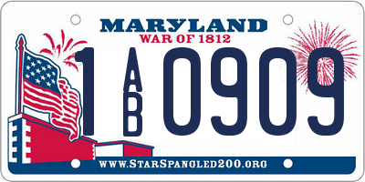 MD license plate 1AB0909