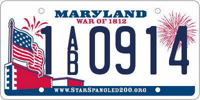 MD license plate 1AB0914