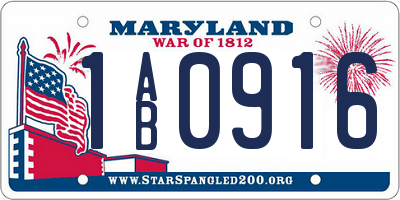 MD license plate 1AB0916