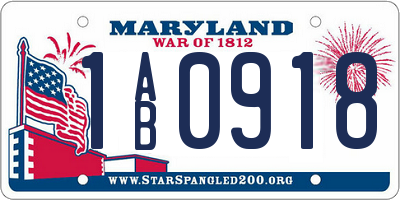 MD license plate 1AB0918