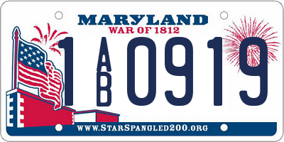 MD license plate 1AB0919