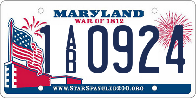 MD license plate 1AB0924