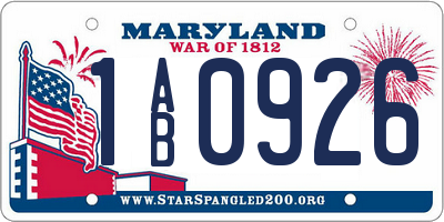 MD license plate 1AB0926
