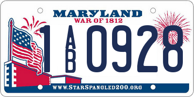 MD license plate 1AB0928