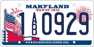 MD license plate 1AB0929