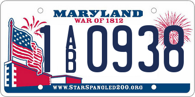 MD license plate 1AB0938