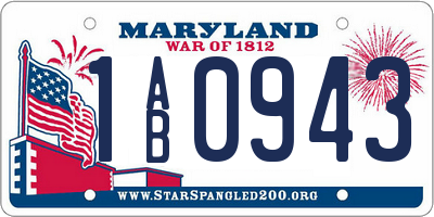 MD license plate 1AB0943