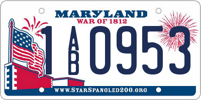 MD license plate 1AB0953
