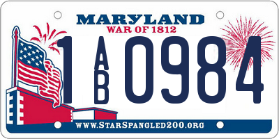 MD license plate 1AB0984