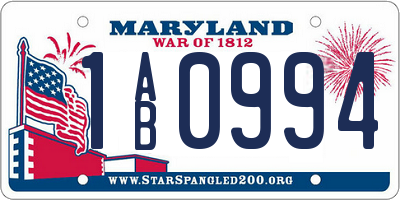 MD license plate 1AB0994