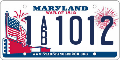 MD license plate 1AB1012