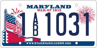 MD license plate 1AB1031