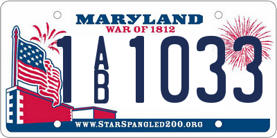 MD license plate 1AB1033