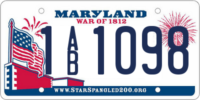 MD license plate 1AB1098