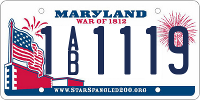 MD license plate 1AB1119
