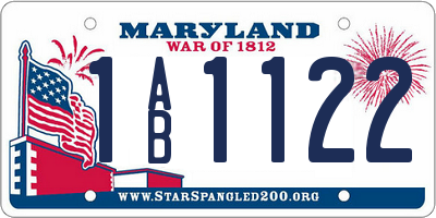 MD license plate 1AB1122