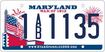 MD license plate 1AB1135