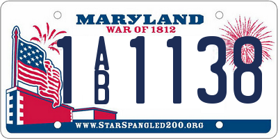 MD license plate 1AB1138