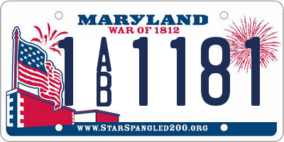 MD license plate 1AB1181