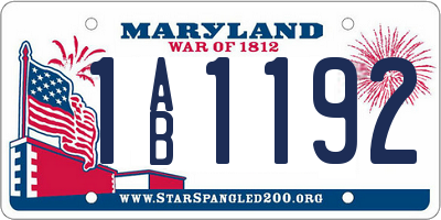 MD license plate 1AB1192