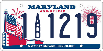 MD license plate 1AB1219