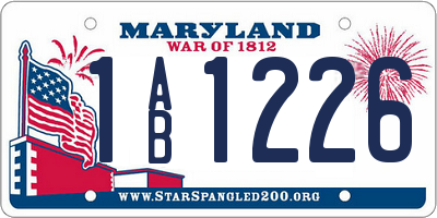 MD license plate 1AB1226