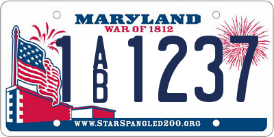 MD license plate 1AB1237
