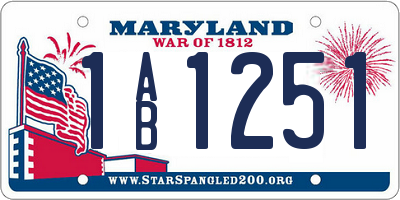 MD license plate 1AB1251