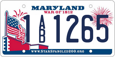 MD license plate 1AB1265