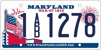 MD license plate 1AB1278