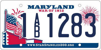 MD license plate 1AB1283