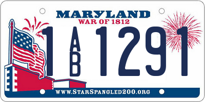 MD license plate 1AB1291
