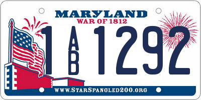 MD license plate 1AB1292