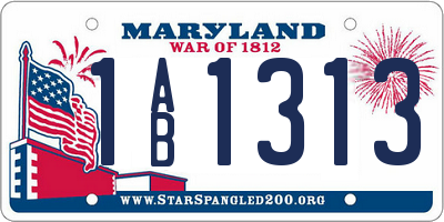 MD license plate 1AB1313