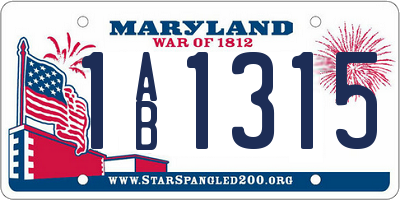 MD license plate 1AB1315