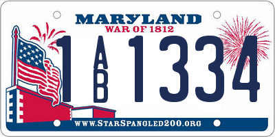 MD license plate 1AB1334