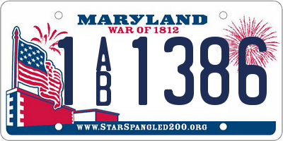 MD license plate 1AB1386
