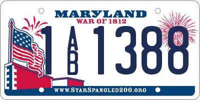 MD license plate 1AB1388