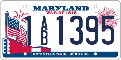 MD license plate 1AB1395